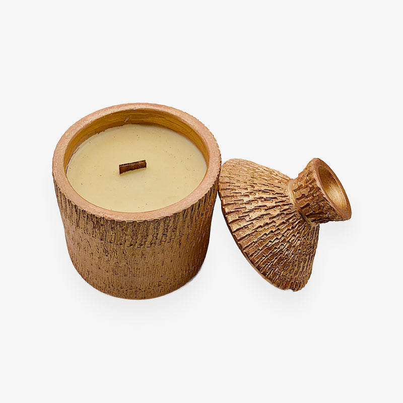 Pure Beeswax Candle in Clay Jar - Neroli & Wood Wick