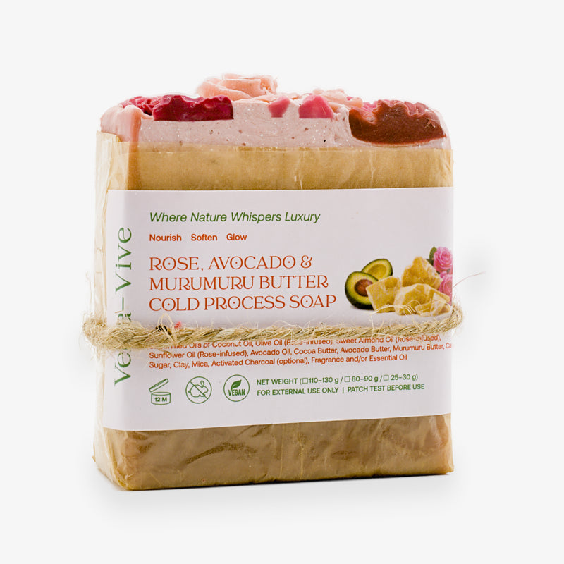 Rose, Avacado & Murumuru Butter Cold Process Soap (130g)