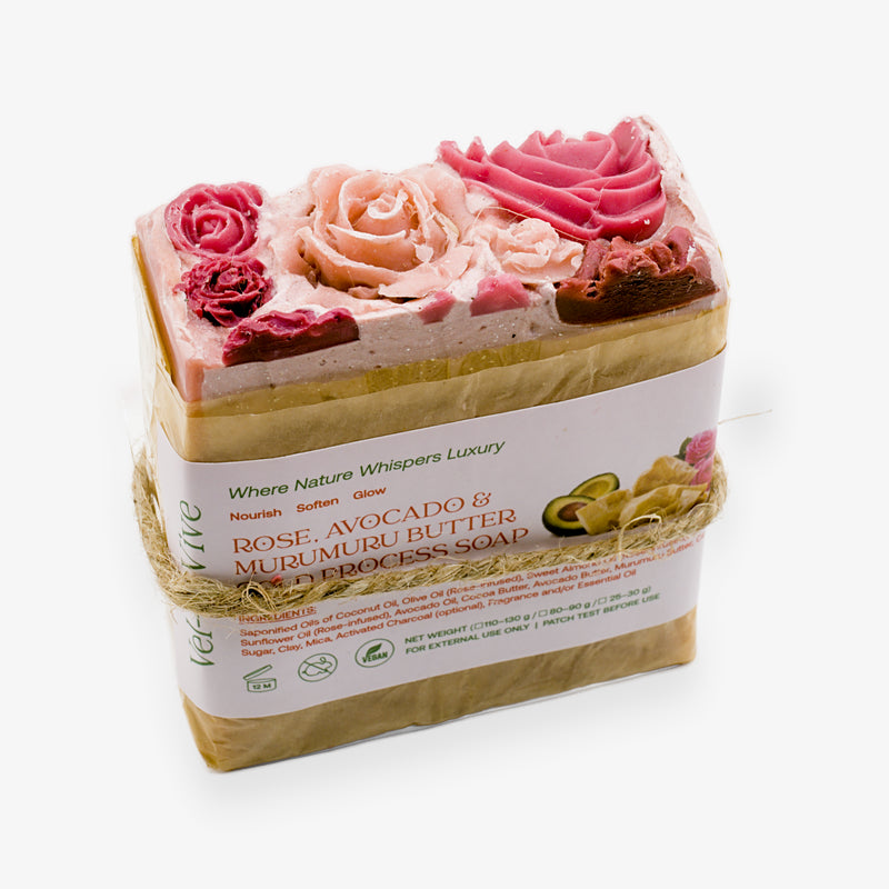 Rose, Avacado & Murumuru Butter Cold Process Soap (130g)